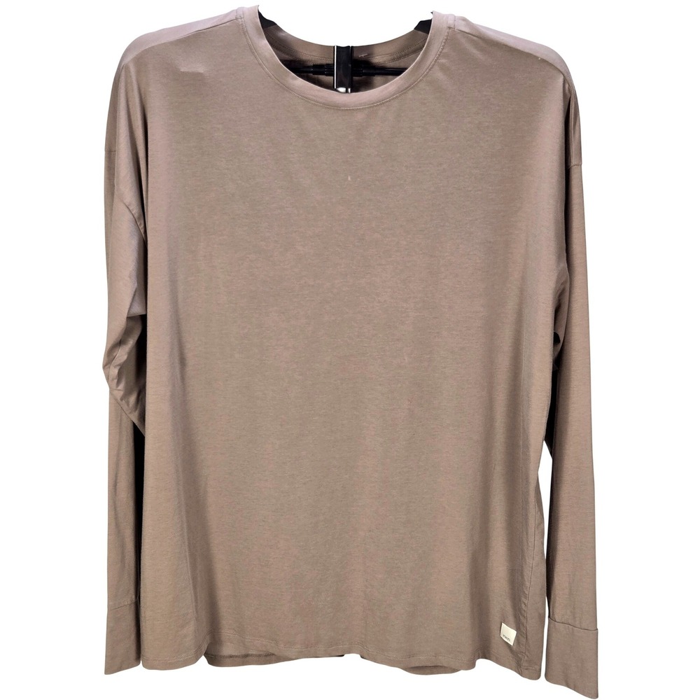 Men's Vuori Large Strato Tech Long Sleeve Performance Tee Brown Activewear Shirt